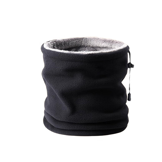 Fikawei special take-out scarf for men in winter plus velvet and thickening for cycling, windproof neck protector, cycling cold protection face mask, black drawstring, adjustable, single scarf