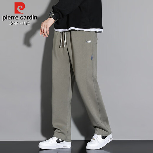 Pierre Cardin pants men's autumn and winter loose straight sports casual pants men's cotton stretch high-end sweatpants black XL