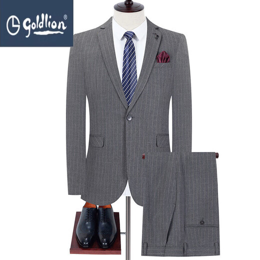 GOLDLION G+ Goldlion Brand Wool Suit Men's Suit 2025 New Business Banquet Dress Suit No-Iron Gentleman Set Gray M 170