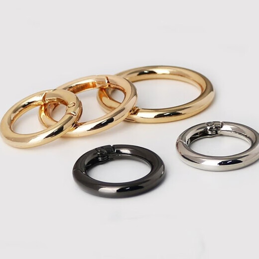 Accessories: Carry ring, spring ring, metal ring, key ring, split ring, mobile phone pendant, accessories, spring buckle, light gold inner diameter 19mm, 2 pieces