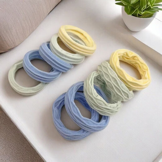 Sea salt blue hair rope hair tie seamless high elastic hair rope simple high ponytail rubber band girl cute and fluffy headband mixed 30 pieces opp bag