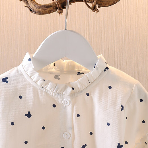 Cotton Era Cotton Era Girls' Shirt Long Sleeve Top 2025 New Printed Baby Girl Autumn Clothes Children's Shirt Width White 110 cm