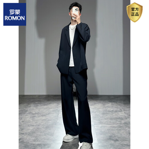 ROMON Ryder's matching suit suit men's oversized casual suit two-piece loose, mature, handsome, champagne color L