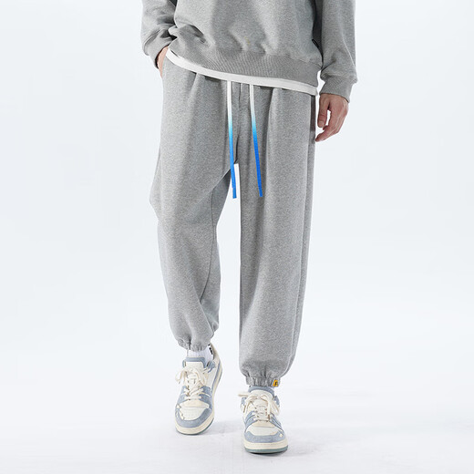 Semir brand special sale men's pure cotton leggings sweatpants youth loose and versatile casual sweatpants Hong Kong style trendy leggings 601 light gray S