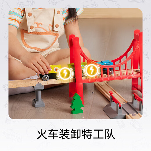 Hape儿童轨道玩具郊野探索火车轨道火车头套装男孩女孩生日礼物