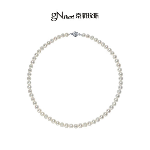 Jingrun Pearl Necklace S925 Silver Shaohua Selected Near Round Highlight Freshwater Pearl Necklace for Mother’s Birthday Gift for Women