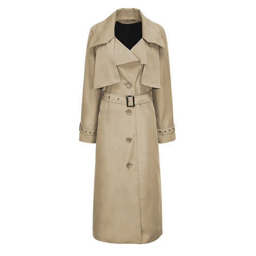 Meetmetro Mayer gabardina de color caqui para mujer 2025 otoño nuevo delgado revestimiento de chaqueta de moda