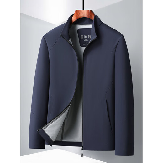 BOSS Spring and Autumn Lightweight Jacket Men's 2024 New Iron-Free Windproof Men's Stand Collar Business Casual Jacket Navy M