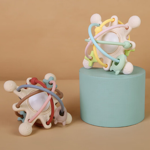 Jingmengyuan ball teether baby teething hand grasping ball chewing gum toy food grade silicone anti-eating hand artifact milk white