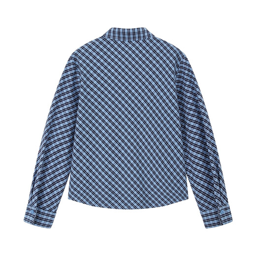 ELLE KIDS casual style girls spring and autumn classic versatile miu style college style pattern long-sleeved embroidered plaid shirt