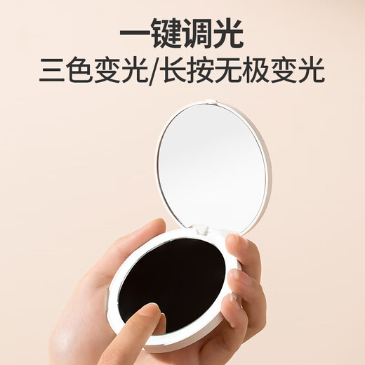 Ins mirror wooden simple desktop makeup mirror home small mirror student dormitory desktop makeup mirror beauty mirror LED portable fill light mirror LED portable folding makeup mirror white
