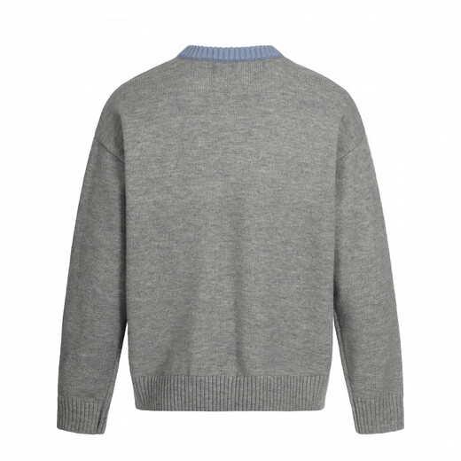 Customized (CECAI) American Henley collar pullover knitted sweater autumn and winter men's old money style long-sleeved sweater Gray M