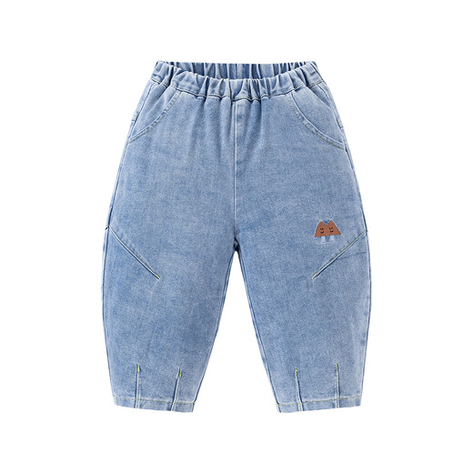 迷你巴拉（minibala）男童女童宝宝软牛仔裤子2025冬内里加绒不易褪色长裤