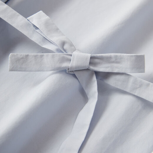 INMAN pure cotton commuting simple loose long-sleeved shirt for women 2025 autumn fashion waist rope versatile shirt jacket light blue XL