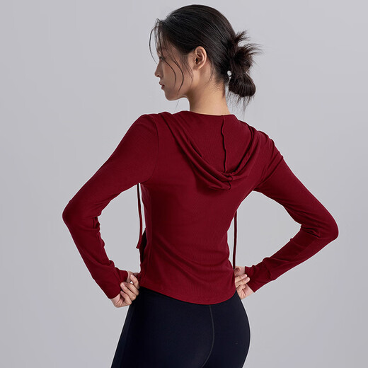 LULUUVTTOH Hooded Yoga Wear Women's Outer Cover 2025 New Slim Fit Advanced Running Pilates Sports Top Anchor Red S