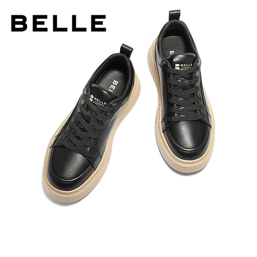 Belle men's shoes thick sole heightening retro white shoes 25 autumn new sports and leisure sneakers A2259CM5 black single 41