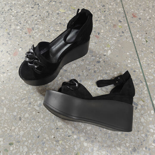 Yiyerated Yiyered Yiyerd Rabatt Damenschuhe Schwarze Aprikosenfarbe mit hochgelösten High-Heels-Keilabsatz-Wasserdichte mit hohem Soled-Hop-Absatz-Waterfleisch-Plattform exponiertes Aprikosenfarbe 9cm13571 36 36 36 36 36