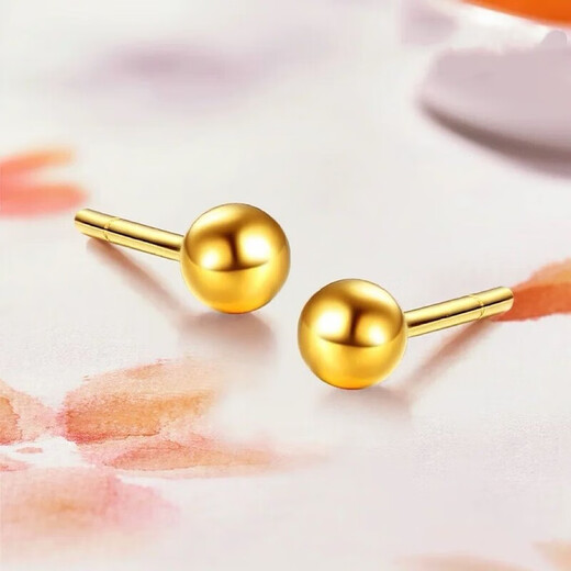 Authentic Hong Kong gold 18K bean earrings for women, Zhou family's same style, real gold 18K frosted earrings, holiday gift for wife, frosted bean earrings