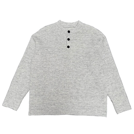 Yitian gray American retro henley collar sweater men's winter lazy style knitted sweater cleanfit jacket gray M