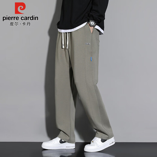Pierre Cardin pants men's autumn and winter loose straight sports casual pants men's cotton stretch high-end sweatpants black XL