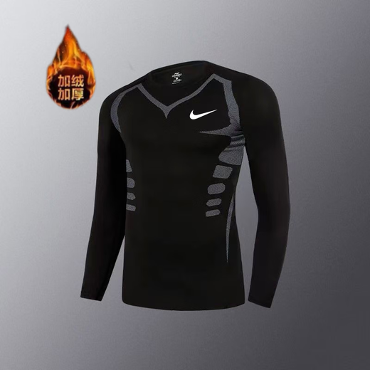 NBA VIBE quick-drying tights men's sports warm inner suit autumn and winter running fitness high-elastic training clothes basketball leggings black elite top + nine-point pants two-piece set XL recommended 130-150Jin Jin equals 0.5 kg