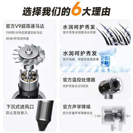 Laifen magic wind series high-speed hair dryer household leafless soft sound moisturizing high-power constant temperature hair care does not hurt the hair hair dryer barber shop strong wind high-speed blowing portable hair dryer top version ceramic glaze gold | moisturizing care-constant temperature hair care