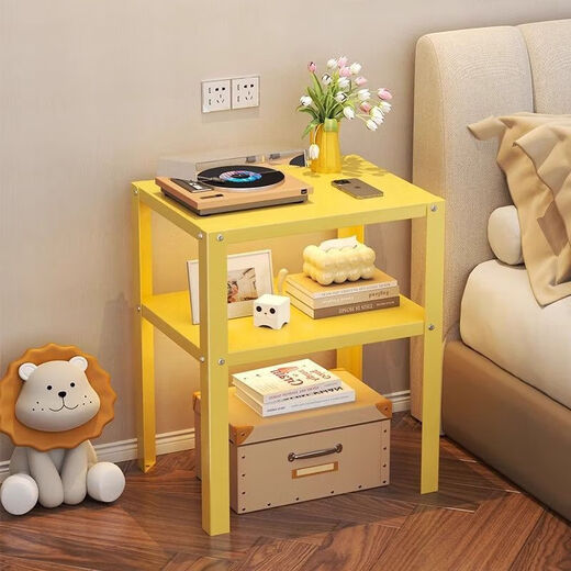 Home living room bedroom floor-standing storage rack Nordic style simple solid color storage rack wrought iron shelf modern bedside table white second floor 37 long 28 wide 45 high