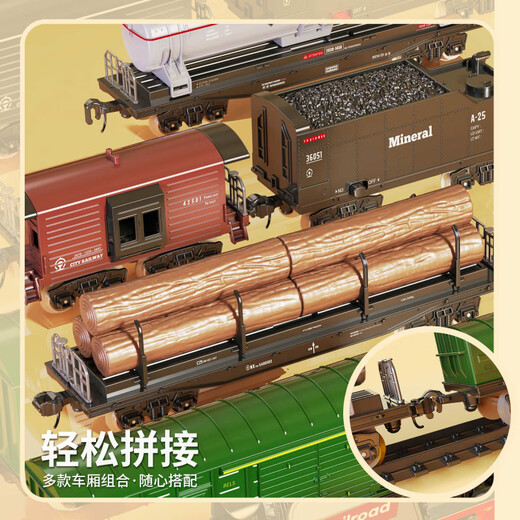 POP children's electric steam train toy boy remote control spray simulation alloy model with high-speed rail green track rechargeable version basic 92.5*92.5cm-4 carriages