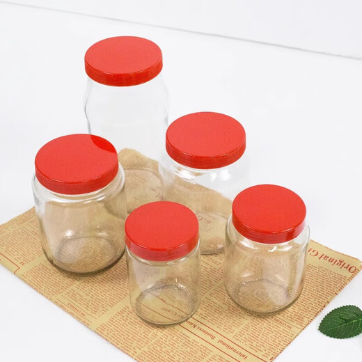 Glass bottle plastic lid pickled pickles sealed jar honey bottle food grade high temperature resistant pickle storage bottle 500g x 12 bottles with lid and sealing gasket