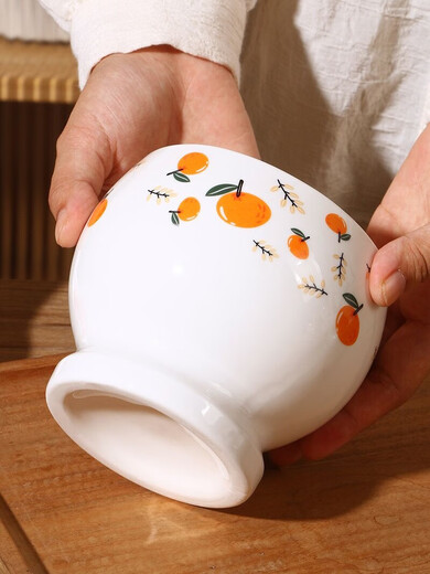 GIOIO special retro thickened garlic mortar for pounding garlic, hand-pressed lidded masher, commercial threaded grinding porcelain jar with lid, good luck, garlic pounder-400ml + beech stick