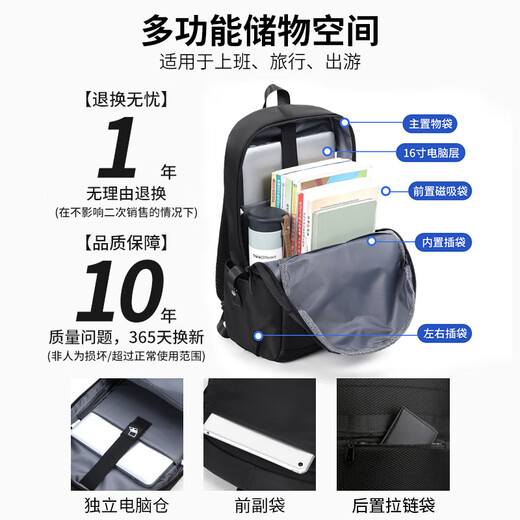 Tangshi Rucksack Herren Rucksack Business Pendeln Große Kapazität Geschäftsreise College Student Computertasche Junior High School Student Bag