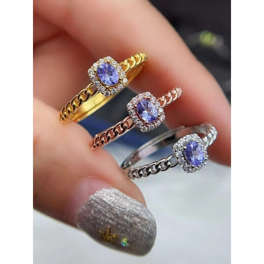 Hanzhu S925 inlaid tanzanite ring, everyday versatile silver jewelery entry-level model for men and women, tanzanite ring silver