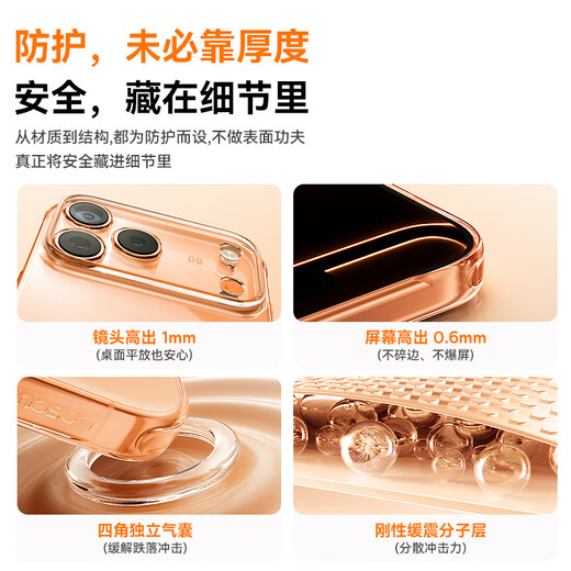 Baseus [Soft edge does not damage the machine and yellowing occurs in seconds] Suitable for iphone17promax mobile phone case Apple 17promax protective cover ultra-thin all-inclusive transparent silicone anti-fall heat dissipation