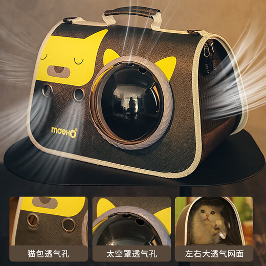 JCZS German brand pet bag cat backpack Teddy outing cat cage dog bag cat bag cat school bag portable breathable space bag-Hanhan Bear 40*27*27CM