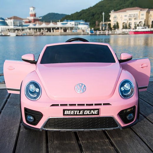 Cool Sun Volkswagen Beetle children's remote control car can sit on baby electric car children's car pink soft wheel