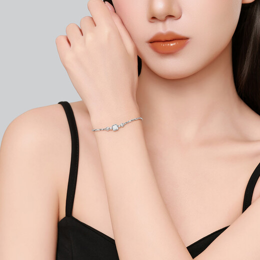 Chao Acer PT950 Platinum Bracelet Women's Disco Beads Birthday Gift Price Platinum Small Sugar Cube About 5.2g