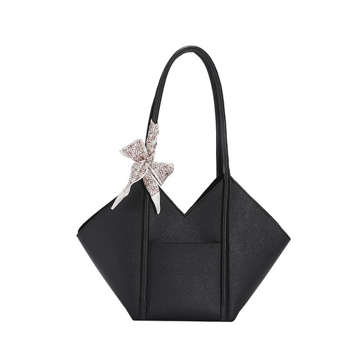 优观时尚潮流贝壳单肩女包2025款春季简约大容量学生时尚单肩包托特包 黑色 均码