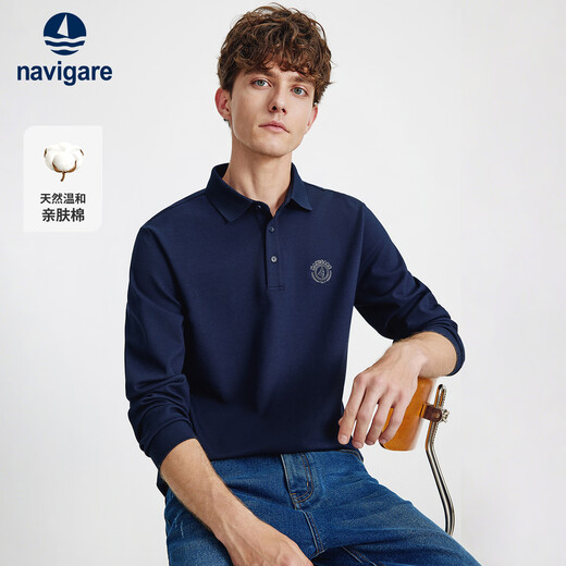 Navikel Italian dinghy 2025 autumn men's long-sleeved POLO shirt solid color commuter lapel top 1135025304