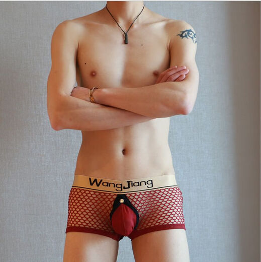 Men's sexy underwear sexy hollow thong transparent JJ passionate flirting adult couple sex products white L