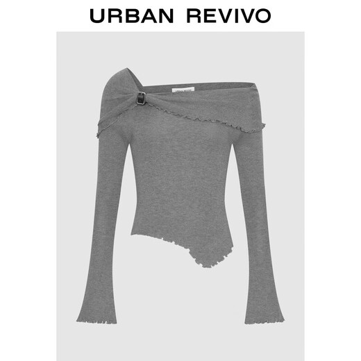 UR HOT 2025 new autumn women's irregular one-line collar short sweater UYV950086