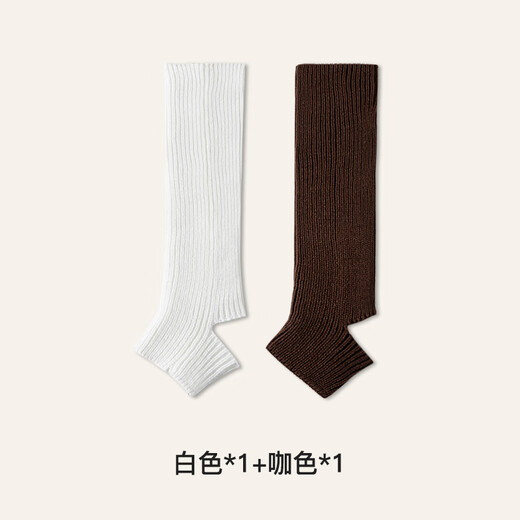 WVGX American knitted socks for women, spring and autumn style pile socks, long calf socks, gray mid-calf leg covers, 1 white, 1 coffee color, one size fits all