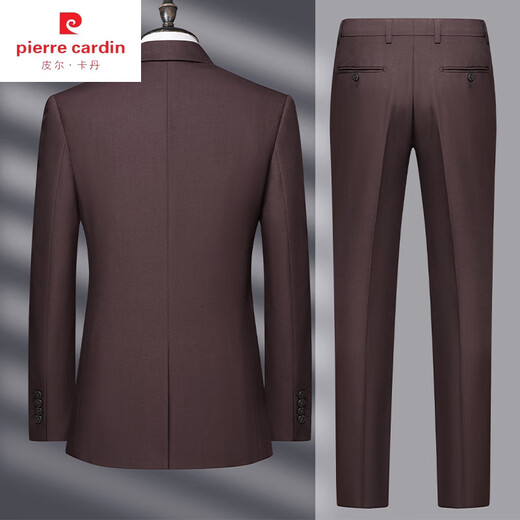 Pierre Cardin suit men's business party business slim work professional formal dress groom wedding suit jacket dark red M 170