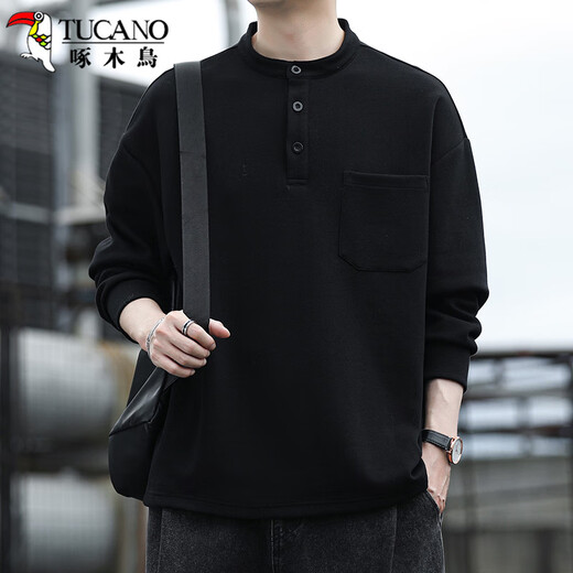 Woodpecker (TUCANO) Henry collar sweatshirt men's autumn and winter long-sleeved T-shirt casual inner layer comfortable bottoming shirt top high-end men's clothing