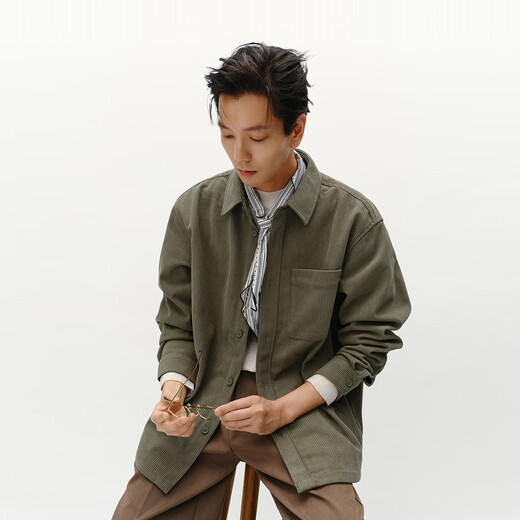 Semir long-sleeved shirt men's winter textured corduroy couple plaid outer wear shirt loose 101724105203