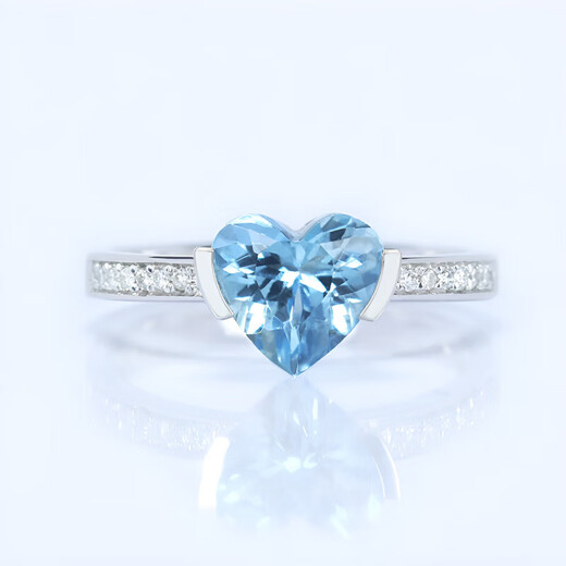 HEEKAIYI Santa Maria Aquamarine Ring Women's 18k Gold Diamond Ring Chinese Valentine's Day Birthday Gift for Wife Selected Santa Maria Aquamarine Ring 1.59 carats 18K Gold