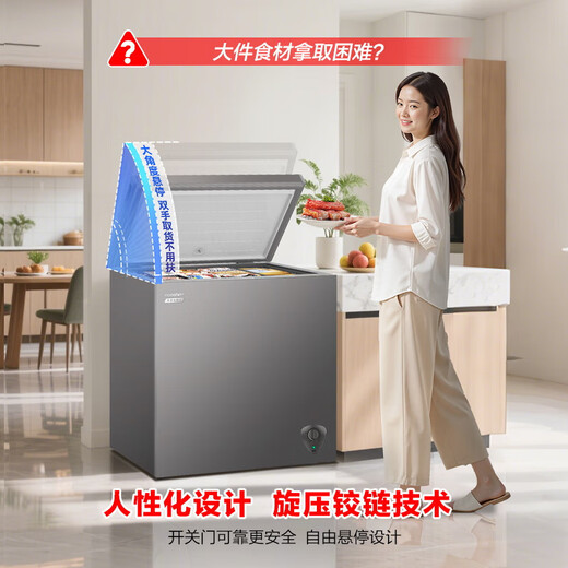 Rongsheng 200-liter single-temperature household commercial refrigeration and freezing high-efficiency frost reduction first-class energy-efficiency gray freezer state-subsidized official flagship store Boya Steel 200L BD/BC-200ZMSA