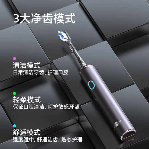 Bohao (prooral) electric toothbrush new generation sweep vibration smart adult toothbrush deeply cleans teeth, 3-speed mode cleans teeth and protects gums, birthday gift for students and couples, LS-1 Romantic Purple (standard 4 brush heads)