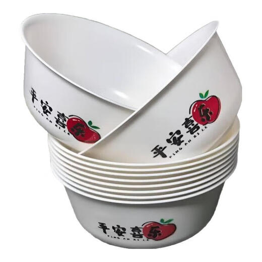 Kang Enjia food grade disposable bowl rice husk rice bowl peace and joy round bowl printed bowl thickened bowl rice bowl 500 ml rice husk white bowl 60 pieces