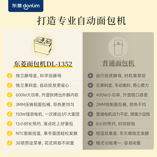 Dongling Toaster Household Dough Mixer Fully Automatic Kneading Dough Floss Toast Yogurt Pickles Fermentation Multifunctional Appointment Breakfast Machine DL-1352 Titanium Gray (Independent Yeast Box)