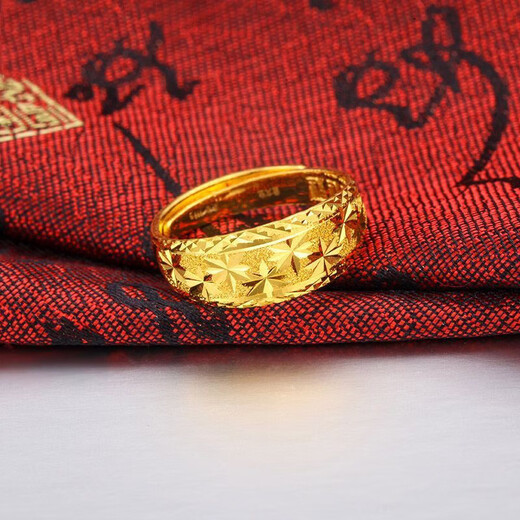 Zhouke pure gold 999 starry gold ring for women, 24K imitation gold color, fashionable and versatile Chinese Valentine's Day gift for mother 1.2g. Collect and receive certificate + receipt + gift box